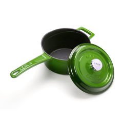 Lava Döküm Yuvarlak Sos Tenceresi. Çap(Ø16 cm. Döküm Demir Yekpare Saplı Trendy Serisi - Yeşil