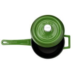 Lava Döküm Yuvarlak Sos Tenceresi. Çap(Ø16 cm. Döküm Demir Yekpare Saplı Trendy Serisi - Yeşil