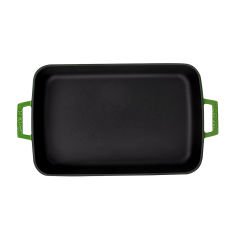 Lava Döküm Dikdörtgen Rosto ve Fırın Tepsisi Ölçü 22x30cm. Döküm Demir Yekpare Çift Kulplu - Yeşil