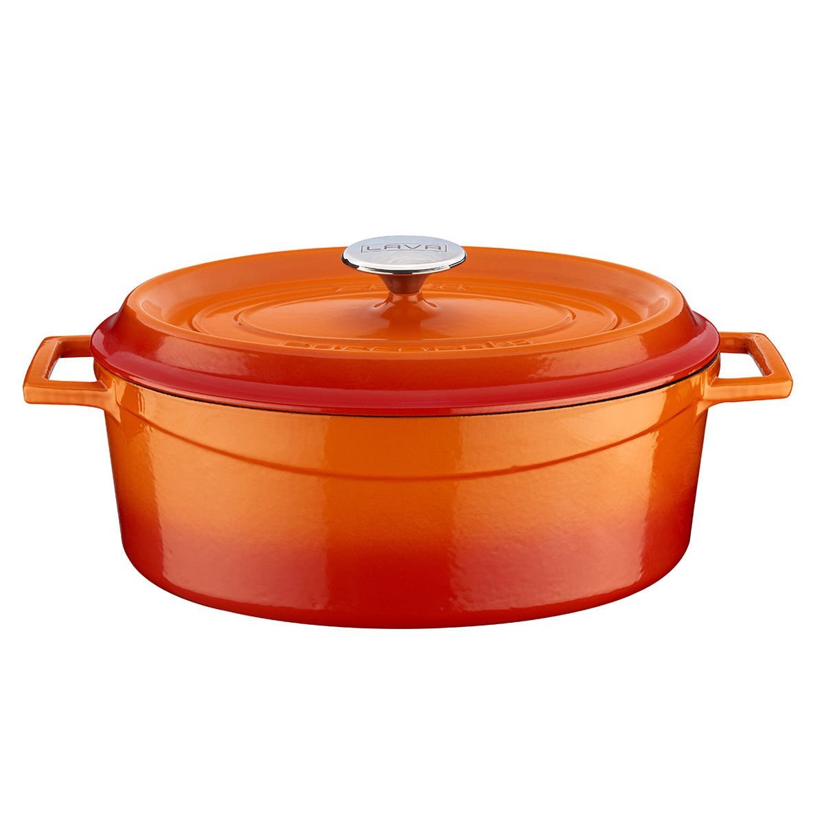 Lava Döküm Oval Tencere 23x29cm. Trendy Serisi Ölçü - Turuncu