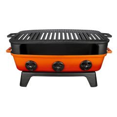 Lava Döküm Dikdörtgen Mangal Izgara Set Döküm Demir Yekpare Çift Kulplu Ölçü 36x45cm - Turuncu