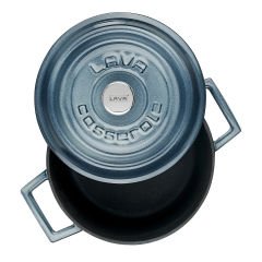 Lava Döküm Çap(Ø)20cm. Yuvarlak Tencere Döküm Demir Yekpare Kulplu Premium Serisi  - Majolica Gri