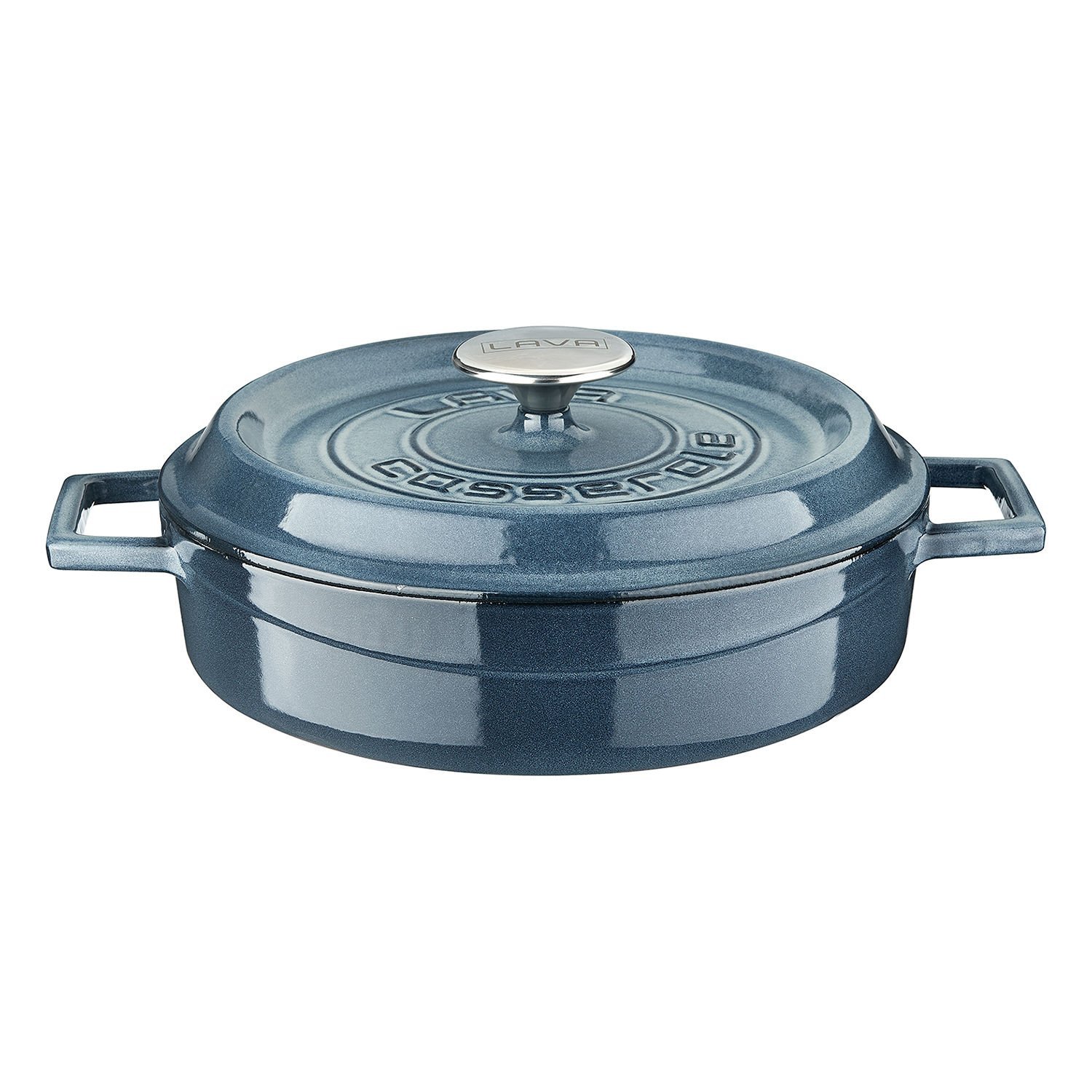 Lava Casting Diameter(Ø)24cm. Multi-Purpose Flat Pot Cast Iron Monolithic Handle Premium Series - Majolica Gray