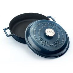 Lava Döküm Çap(Ø)28cm Çok Amaçlı Yayvan Tencere Döküm Demir Kubbe Form Kapak Premium Serisi - Majolica Gri