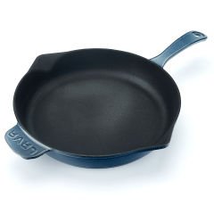 Lava Döküm Yuvarlak Kızartma Tavası Çap(Ø)28cm. Döküm Demir Yekpare Saplı Premium Serisi. - Majolica Gri