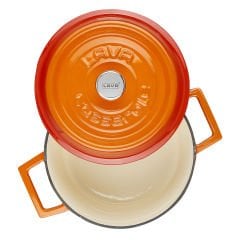 Lava Döküm Yuvarlak Tencere Çap(Ø)20cm. Döküm Demir Yekpare Kulplu Edition Serisi - Turuncu