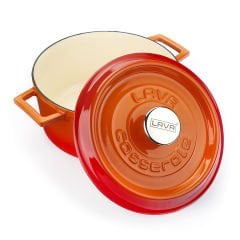 Lava Döküm Yuvarlak Tencere Çap(Ø)24cm. Döküm Demir Yekpare Kulplu Edition Serisi - Turuncu