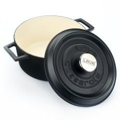 Lava Döküm Yuvarlak Tencere Çap(Ø)24cm. Döküm Demir Yekpare Kulplu Edition Serisi - Mat Siyah