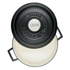 Lava Döküm Çok Amaçlı Yayvan Tencere Çap(Ø)24cm. Döküm Demir Yekpare Kulplu Edition Serisi - Mat Siyah