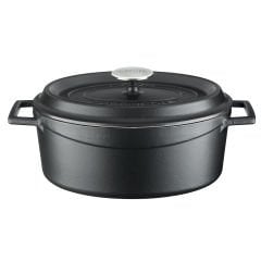 Lava Döküm Oval Tencere Ölçü 21x27cm. Edition Serisi - Mat Siyah