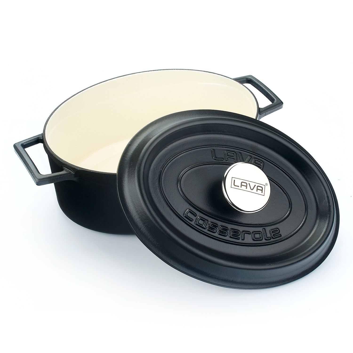 Lava Döküm Oval Tencere Ölçü 21x27cm. Edition Serisi - Mat Siyah