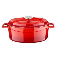 Lava Döküm Oval Tencere Ölçü 23x29cm.  Edition Serisi - Kırmızı