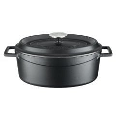 Lava Döküm Oval Tencere Ölçü 23x29 cm. Edition Serisi  - Mat Siyah