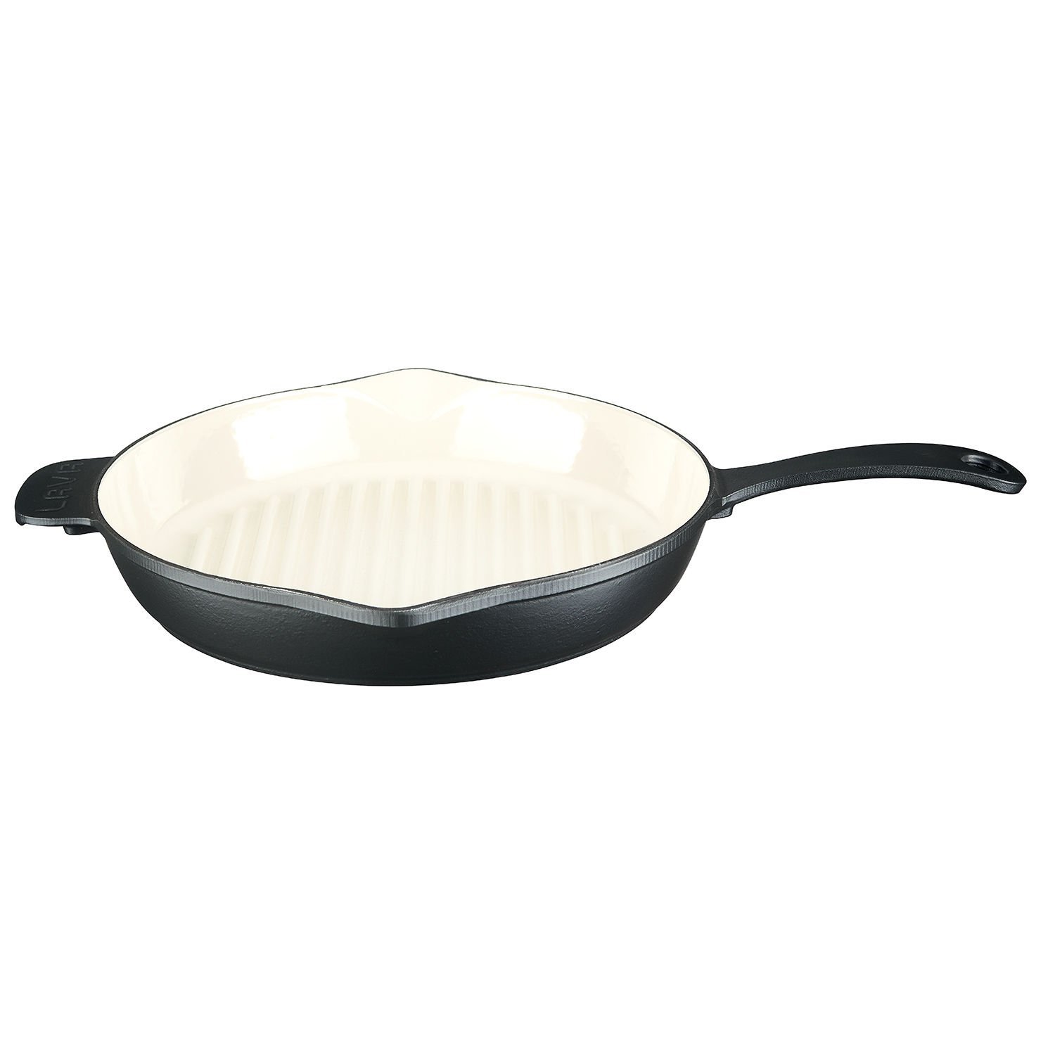 Lava Döküm Yuvarlak Izgara Tavası Çap(Ø)28cm. Döküm Demir Yekpare Saplı Edition Serisi - Mat Siyah