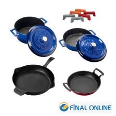 Lava Döküm 4 Parça Tencere Tava Seti Trendy Silikon Tutacak ve Ahşap Kaşık Hediyeli