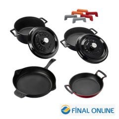 Lava Döküm 4 Parça Tencere Tava Seti Trendy Silikon Tutacak ve Ahşap Kaşık Hediyeli