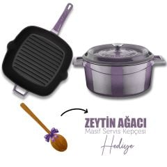 Lava Döküm Trendy 4 Parça Tencere Tava Seti Mor