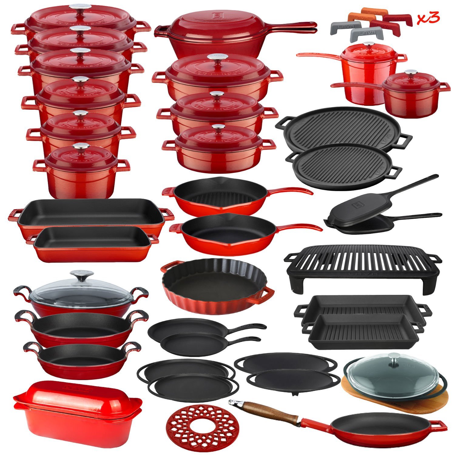 Lava Döküm 39'lu Tencere Tava Seti Trendy 3x Ahşap Kaşık Hediyeli