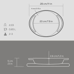 Lava Döküm Yuvarlak Sahan Çap(Ø)20cm. Döküm Demir Yekpare Çift Kulplu Kayın Servis Ahşabı