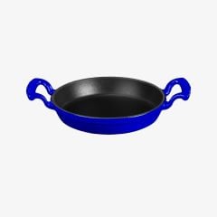 Lava Döküm  Yuvarlak Sahan Çap(Ø)20cm. Döküm Demir Yekpare Çift Kulplu - Mavi