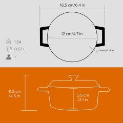 Lava Döküm Yuvarlak Tencere. Trendy Çap(Ø) 12cm. - Turuncu