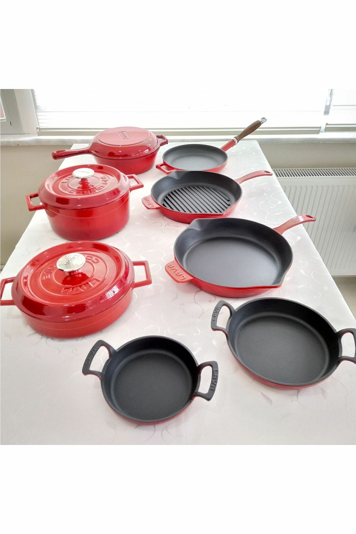 Cast Iron 9 Piece Pots and Pans Set Trendy-finalonline