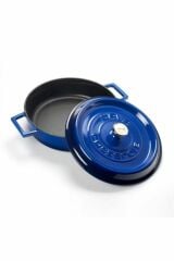 Lava Döküm İkili 24 cm Mavi Set Derin ve Yayvan Tencere Finally Ahşap Kaşık Hediyeli