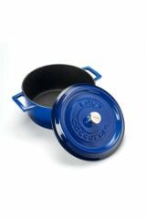 Lava Döküm İkili 24 cm Mavi Set Derin ve Yayvan Tencere Finally Ahşap Kaşık Hediyeli