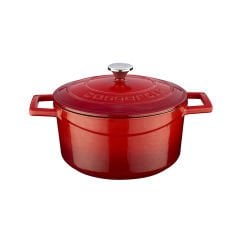 Lava Döküm Yuvarlak Tencere Çap(Ø) 22cm. Folk - Kırmızı