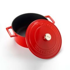 Lava Döküm Yuvarlak Tencere Çap(Ø) 22cm. Folk - Kırmızı