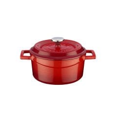 Lava Döküm Yuvarlak Tencere Çap(Ø) 16cm. Trendy - Kırmızı