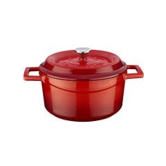 Lava Döküm Yuvarlak Tencere Çap(Ø)20cm. Trendy - Kırmızı-