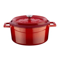 Lava Döküm Yuvarlak Tencere Çap(Ø) 24cm. Trendy - Kırmızı