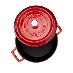 Lava Döküm Yuvarlak Tencere Çap(Ø) 24cm. Trendy - Kırmızı