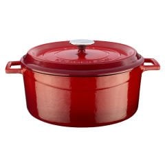 Lava Döküm Yuvarlak Tencere Çap(Ø)28cm. Trendy - Kırmızı
