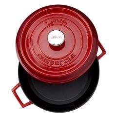 Lava Döküm Yuvarlak Tencere Çap(Ø)28cm. Trendy - Kırmızı