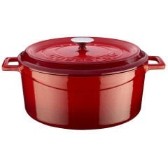 Lava Döküm Yuvarlak Tencere Çap(Ø) 32cm. Trendy - Kırmızı