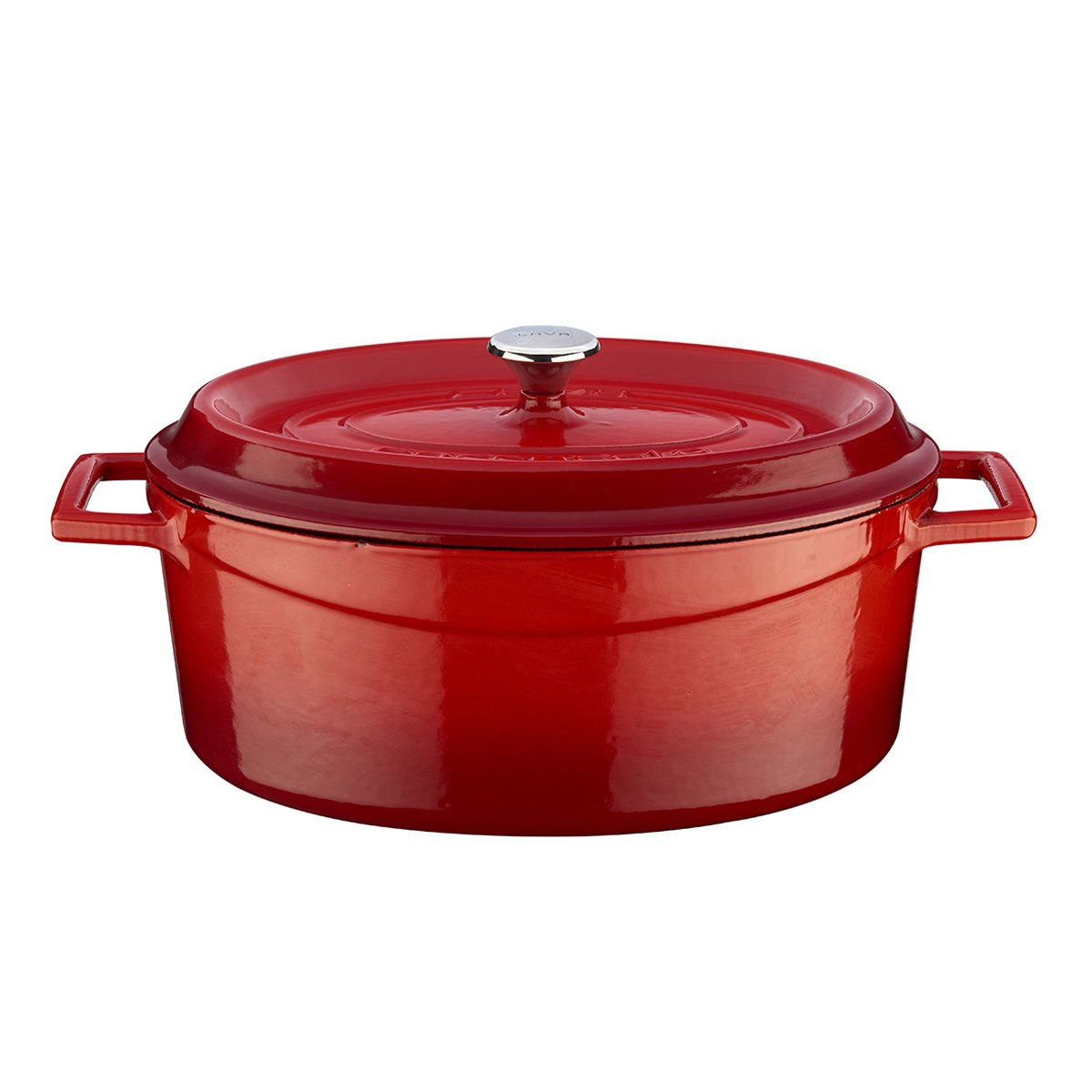 Lava Döküm Oval Tencere Ölçü 21x27cm. Trendy Serisi - Kırmızı