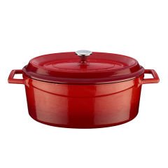 Lava Döküm Oval Tencere Ölçü 21x27cm. Trendy Serisi - Kırmızı