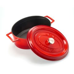 Lava Döküm Oval Tencere Ölçü 21x27cm. Trendy Serisi - Kırmızı