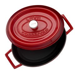 Lava Döküm Oval Tencere Ölçü 21x27cm. Trendy Serisi - Kırmızı
