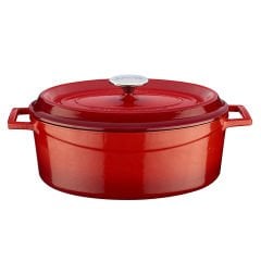 Lava Döküm Oval Tencere 23x29cm. Trendy Serisi Ölçü - Kırmızı