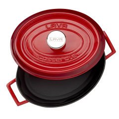 Lava Döküm Oval Tencere 23x29cm. Trendy Serisi Ölçü - Kırmızı
