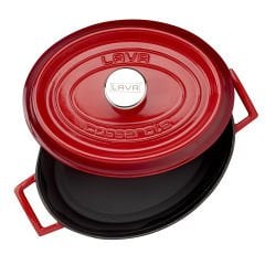 Lava Döküm Oval Tencere 23x29cm. Trendy Serisi Ölçü - Kırmızı