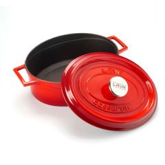 Lava Döküm Oval Tencere. Ölçü 25x31cm. Trendy Serisi - Kırmızı