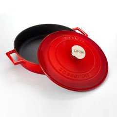 Lava Döküm Çok Amaçlı Yayvan Tencere Çap(Ø)28 cm. Folk Serisi - Kırmızı