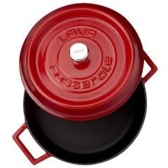 Lava Casting Multi-Purpose Flat Pot Diameter (Ø)24 cm. Trendy Series - Red