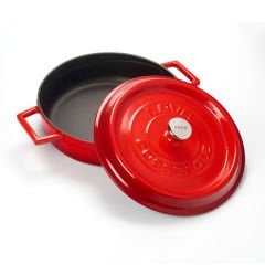 Lava Casting Multi-Purpose Flat Pot Diameter (Ø)24 cm. Trendy Series - Red