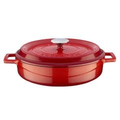 Lava Casting Multi-Purpose Flat Pot Diameter (Ø)28 cm. Trendy Series - Red