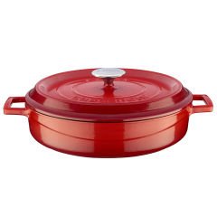 Lava Casting Multi-Purpose Flat Pot Diameter (Ø) 32 cm. Trendy Series - Red
